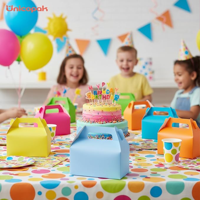 UnicoPak 30 Pack Baby Blue Party Favor Bag Boxes, Gable Gift Boxes for Candies Treats Goodies Cookies, Ideal for Baby Shower, Blue Party Favors, Theme Birthday Party, Valentine's Day, 6.5x3.5x3.5 Inches