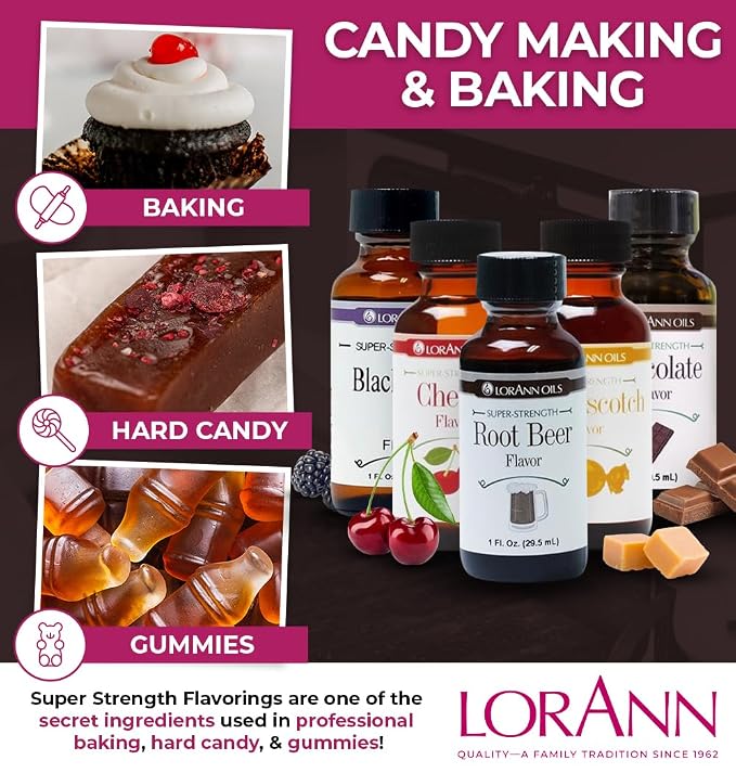 LorAnn Oils Super Strength Flavoring - Used For Candy Making, Flavoring Extracts, Baking, Hard Candy, and Flavor Oils - Bold, Natural Flavors 4X Stronger Than Extracts - Root Beer, 1 fl oz