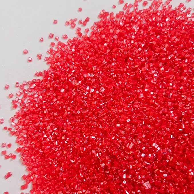 HeDeon&Rles Edible Red Sanding Sugar Crystals for Baking 120g/4.23oz Sparkling Sugar Crystals Cake Cupcake Pancake Ice Cream Top Birthday Wedding Easter Valentines Halloween ChristmasCake Decoration