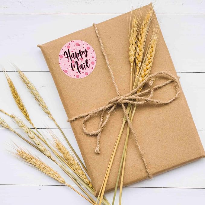 500 Happy Mail Stickers Small Business, Envelopes Stickers, Handmade Boutique Packaging Stickers