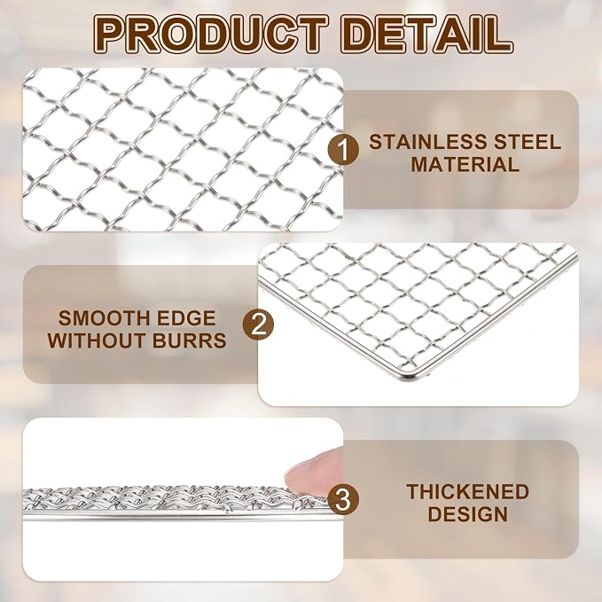 uxcell Cooling Racks, 9.8" x 11.8" Stainless Steel Barbecue BBQ Grill Net Mesh Rack Grate for Cooking, Roasting, Grilling, Oven & Dishwasher Safe, Silver