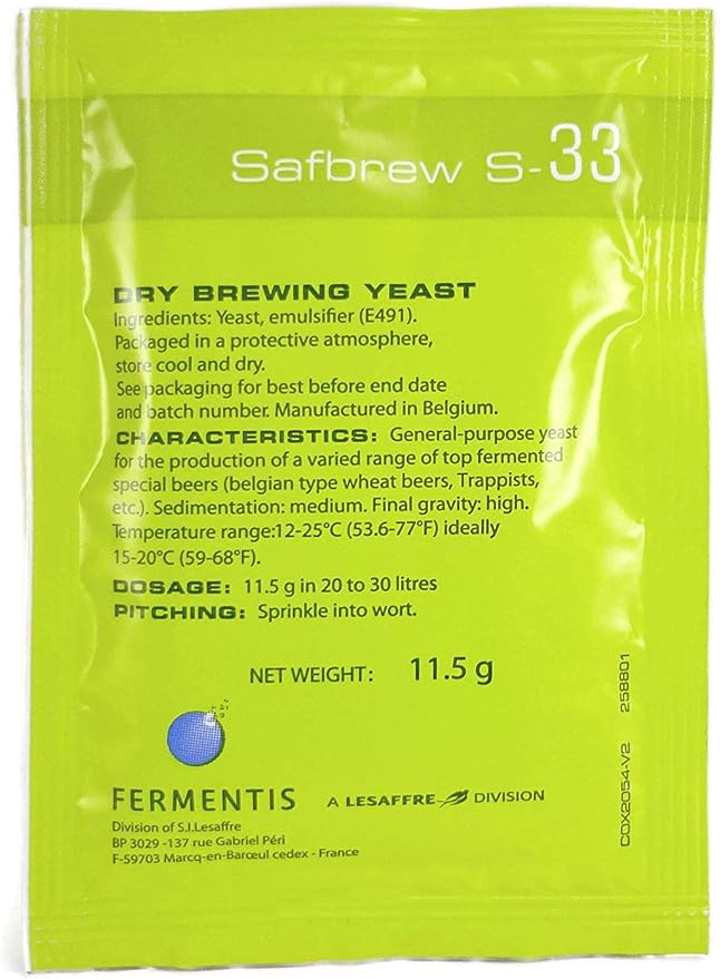 3 Packs of Safbrew S-33 Dry Yeast 11.5g