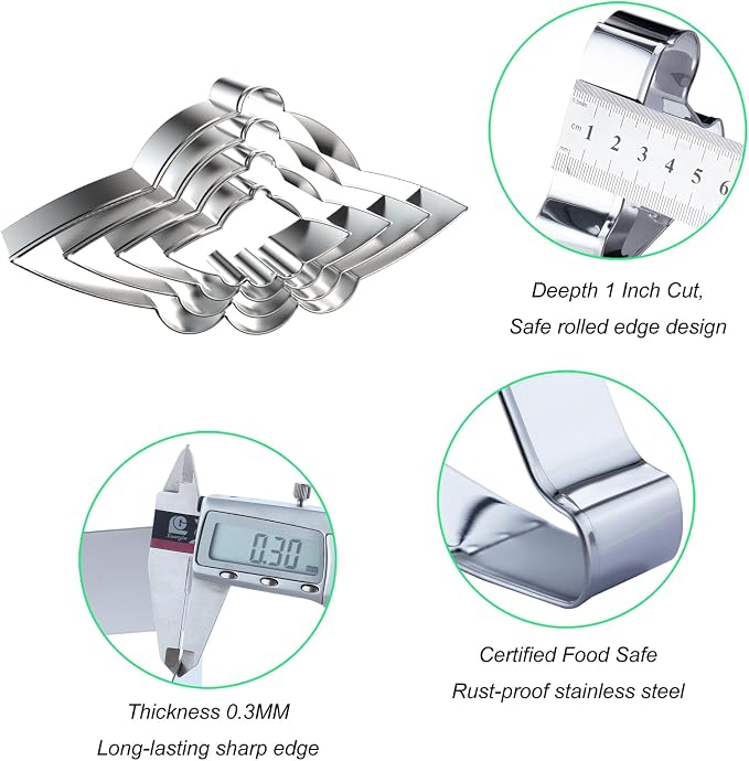 UFO Cookie Cutter Set - 5 inch, 4 inch, 3 inch, 2 inch - 4 Piece Universe Outer Space Spaceship Cookie Cutters Shapes Molds - Stainless Steel
