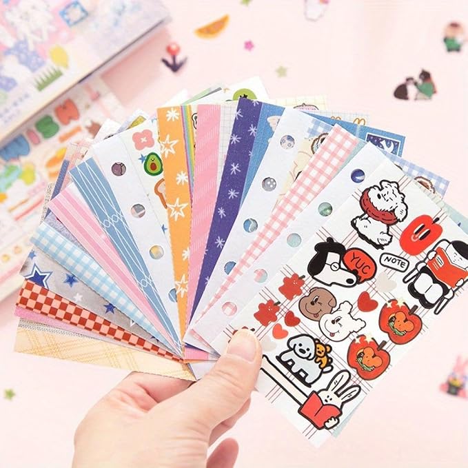 30 Sheets Fantasy Cartoon Sticker Book Cute Kawaii Scrapbook Stickers, Adhesive Notes & Memo Pads for Planner, Journal, Photo Album, Water Bottle DIY Crafts Pink-Purple