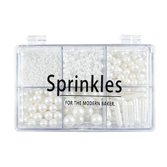 White Mix Sugar Sprinkles Edible Pearl Sugar Sprinkle Candy Pearls 118g/4.16 Oz White Sprinkles Sugars Pearl for Cake Decorating Edible Ball Sprinkle Ice Cream Toppings Wedding Chirstmas Supplies