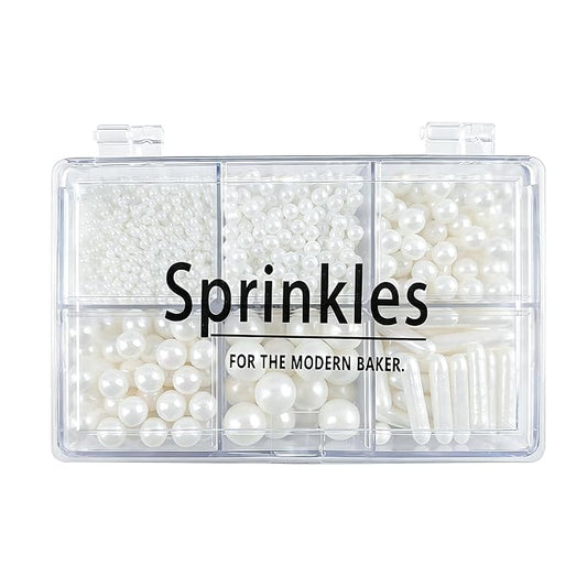 White Mix Sugar Sprinkles Edible Pearl Sugar Sprinkle Candy Pearls 118g/4.16 Oz White Sprinkles Sugars Pearl for Cake Decorating Edible Ball Sprinkle Ice Cream Toppings Wedding Chirstmas Supplies