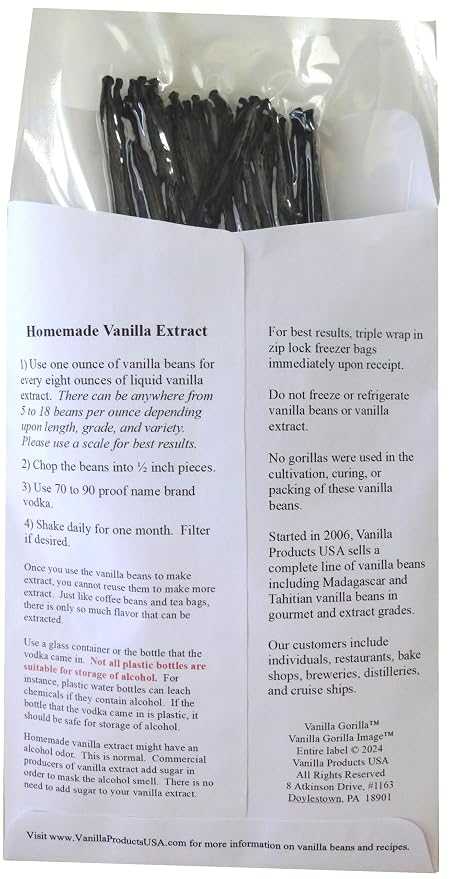 25 Tahitian Extract Grade B Natural Vanilla Beans by Vanilla Products USA