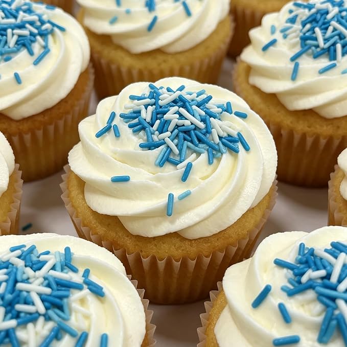 Homipooty Blue White Soft Jimmies Sprinkles Edible Candy Jimmies Sprinkles for Cake Decorating 78g/2.75oz Cookie Cupcake Topper Ice Cream