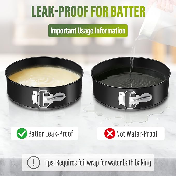 Vakoo 4+7+9 Inch Springform Pan - Nonstick, Leakproof Cheesecake Pan for Baking, Easy Release, No Parchment Paper Needed, Set of 3