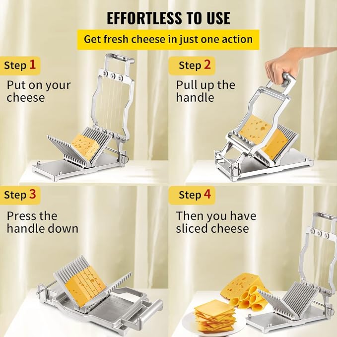 VEVOR Cheese Slicer,Butter Cutter with Wire 1 cm & 2 cm Cheeser Butter Cutting Blade Replaceable Cheese Slicer Wire, Cheese Cutter with 304 Stainless Steel Wire Kitchen Cooking Baking Tool