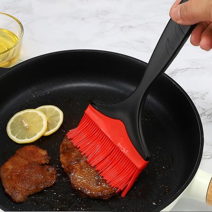 2 Pack Silicone Basting Brush, Large Wide Cooking Brush for Oil, Butter & Sauce, Heat Resistant Non-Shed BBQ Pastry Brush for Grilling, Baking, Dishwasher Safe (Red)