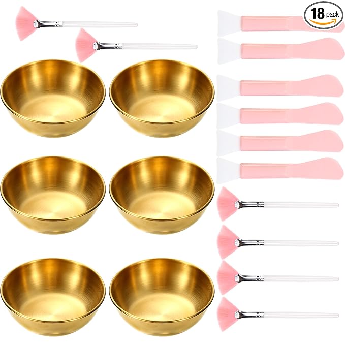 GRETJOB Professional Facial Bowls Set for Estheticians - 18 Pcs Mixing Bowls with Brush & Spatula | Facial Mask Mixing Kit for Spa & Home Use