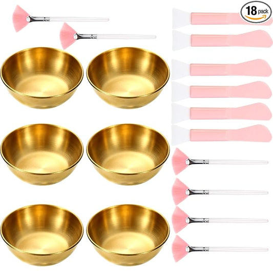 GRETJOB Professional Facial Bowls Set for Estheticians - 18 Pcs Mixing Bowls with Brush & Spatula | Facial Mask Mixing Kit for Spa & Home Use