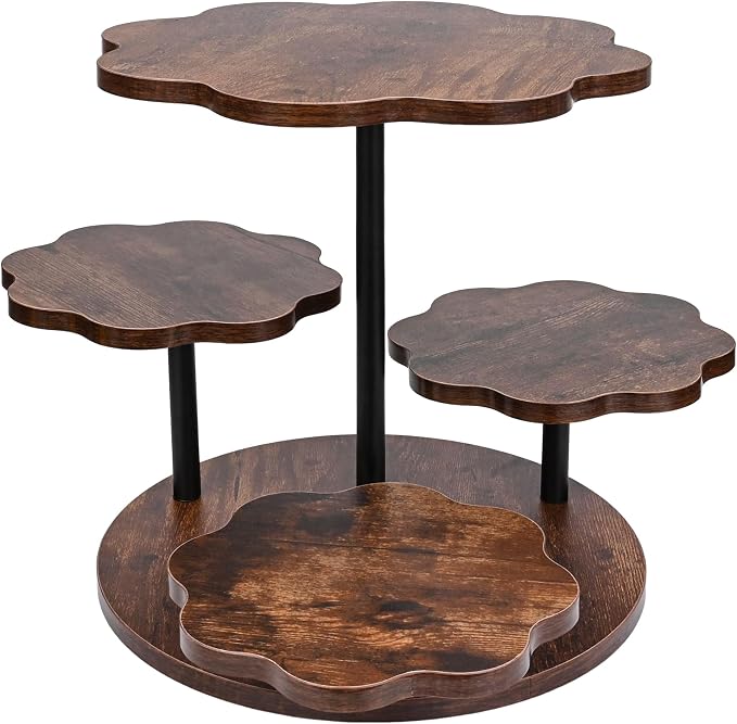 4 Tier Cupcake Stand, Rotatable Cupcake Tower for 50 Cupcakes, Wooden Cake Stand with Tiered Trays, Dessert Table Display Set Serving Tray for Party Birthday Wedding