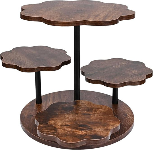 4 Tier Cupcake Stand, Rotatable Cupcake Tower for 50 Cupcakes, Wooden Cake Stand with Tiered Trays, Dessert Table Display Set Serving Tray for Party Birthday Wedding