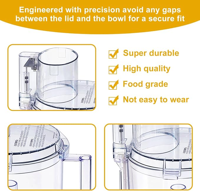 DLC-005AGTXT1 Food Processor Work Bowl Kit, DLC-005AGTX Food Work Bowl & Food Work Bowl Cover DFP-14NWBCT1 Fits for Cuisinart All DFP-14 Models