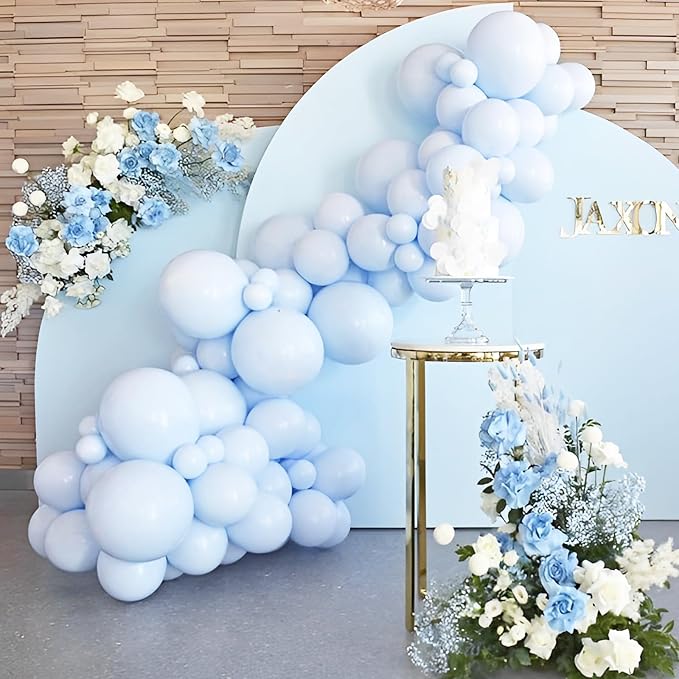 Voircoloria 90pack Light Blue Balloons Different Size 18/12/10/5 Inch Baby Blue Balloon Garland Arch Kit for Boys Girls Birthday Party, Baby Shower, Wedding, Gender Reveal, Baby Shower Decorations