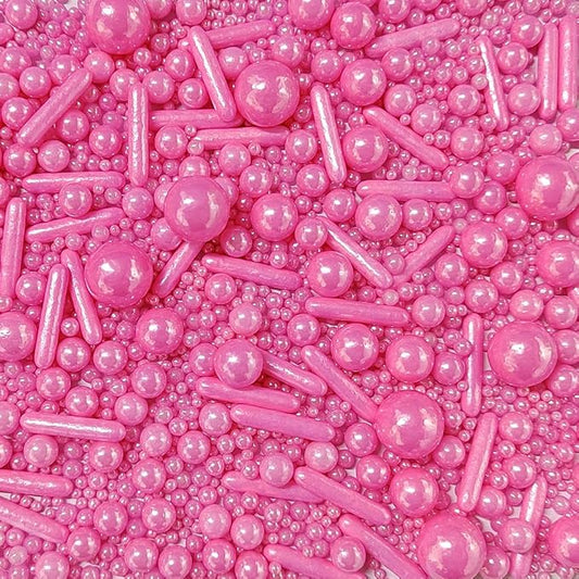 Edible Sprinkles Pink Pearl Sugar Candy Mix Size Baking Cake Decorations Cupcake Toppers Cookie Decorating Wedding Shower Party Valentine Halloween Christmas Supplies 100g/3.53oz