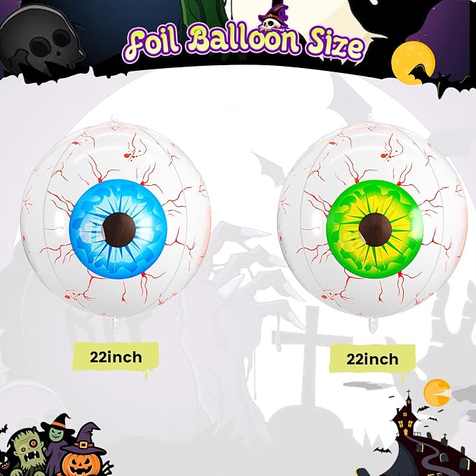 Halloween Balloon Arch Garland Kit, Pink Green Purple Balloons With Blue Green Eyeball Foil Balloons For Halloween Ghost Masquerade Spooky Vampire Scary Themed Birthday Party Decorations