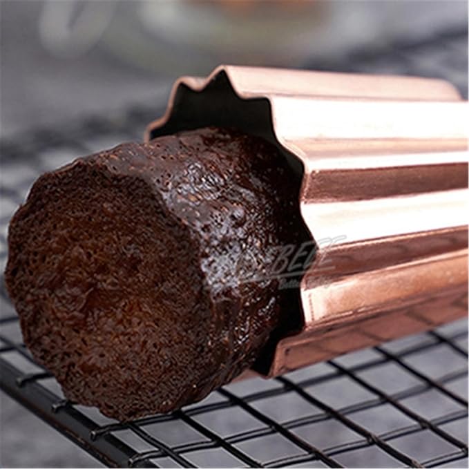 10pcs 2 Inch Fluted Side Flower Cup Shape Nonstick Golden Aluminium Canele Molds Tart Maker Jelly Cheese Holder Baking Tools