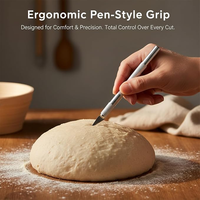 Premium Bread Lame Kit, Professional Sourdough Scoring Tool with 21 Replaceable Blades, 2 Finger Sleeves, Safety Cover Stainless Steel Dough Scoring Knife for Home Baking, Handmade Bread Making