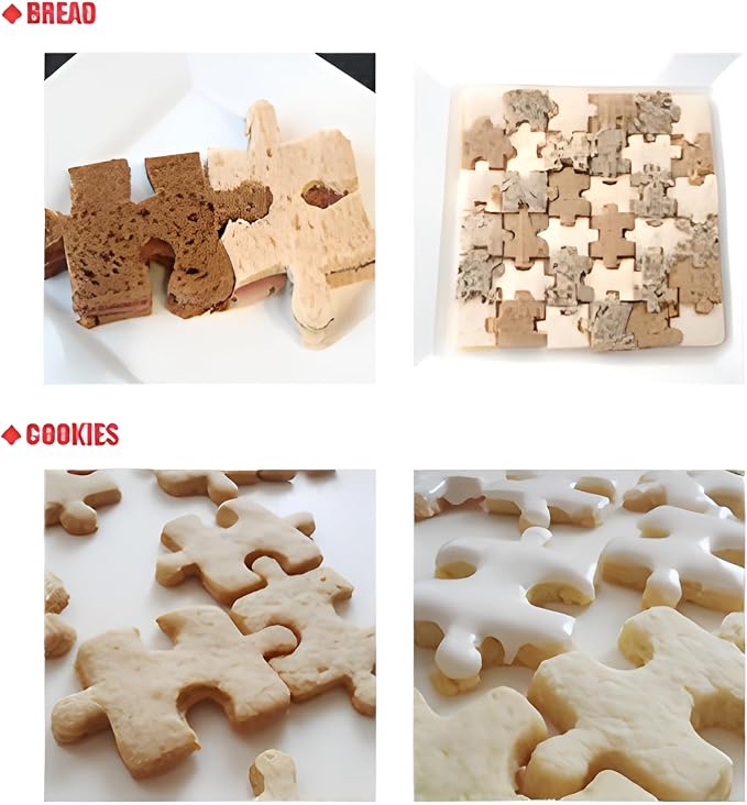 Wetco Puzzle Cookie Cutter Set of 4Pcs, Biscuit Cutters Stainless Steel Set, Puzzle Cutter Fondant Cutters Tool for baking Cookie Baking for Birthday Party Valentine's Day gifts of love