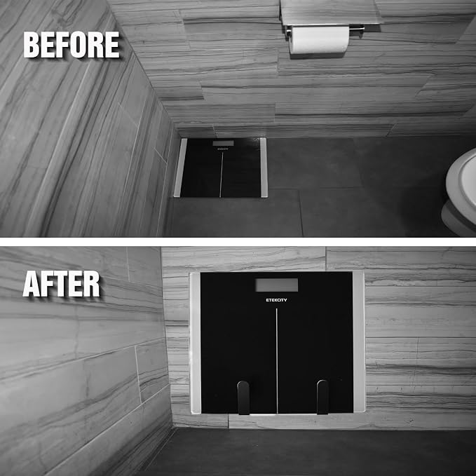 Body Weight Scale Holder for Bathroom – Wall Mount Organizer with Adhesive or Screw Install – Multi-Use Storage for Cutting Board Holder, Pot Lid Holder, Brooms & More – Space Saving Wall Rack (2)