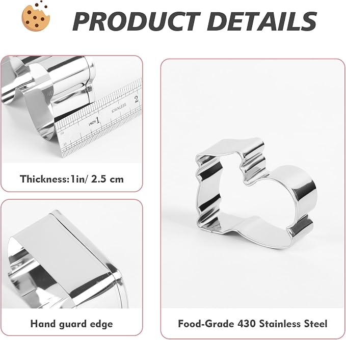 Mouse Kitty Winnie the Pooh Cookie Cutter Set Stainless Steel Sandwich Biscuit Fondant Cutters for Kids DIY Lunchbox Bento Box Fruit Cutters Cake Decoration, Pack of 12 (Cartoon Cookie Cutters Set)