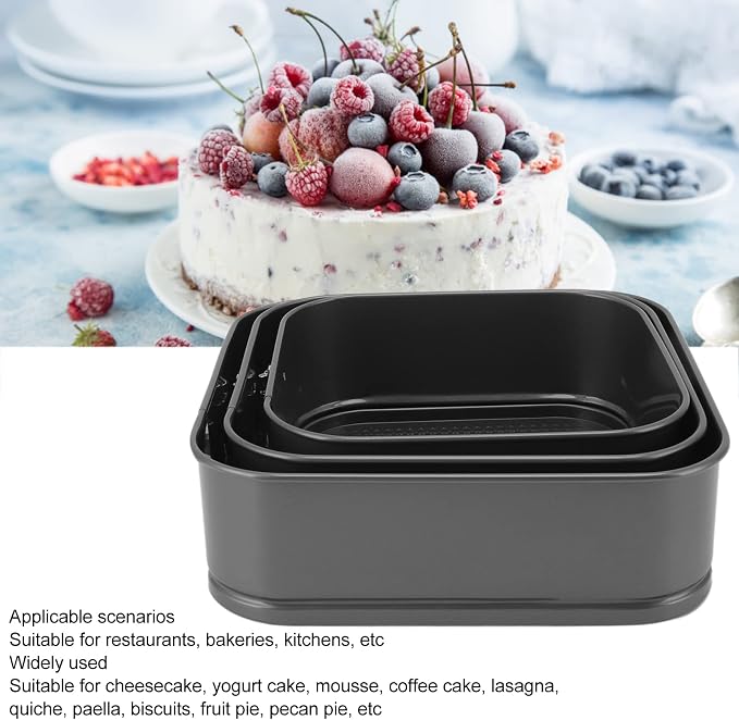 Springform Cake Pan, Leakproof Nonstick Cheesecake Pan with Stainless Steel Spring Buckle, Quadrate Prevents Stick Removable Bottom, Kitchen Baking Tool for Cheesecake Pizza, 18/20/22