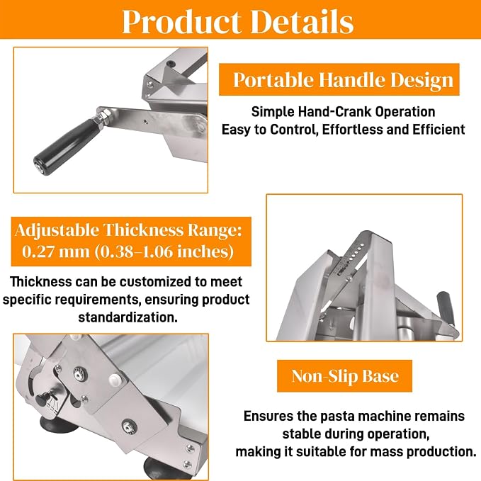 15.5" Folding Dough Sheeter, Stainless Steel Manual Dough Roller | 55 Adjustable Thicknesses, Includes Sheeter Board, Commercial Grade, For Pizza, Croissants and Puff Pastry