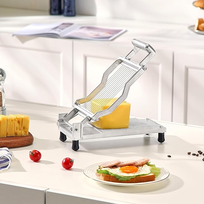 VEVOR Cheese Slicer, Butter Cutter with 0.2" Ultra-Thin Cheeser Butter Cutting Blade, Detachable Cheese Slicer Wire, Aluminum Alloy Commercial Cheese Cutter with 316 Stainless Steel Knife Wire