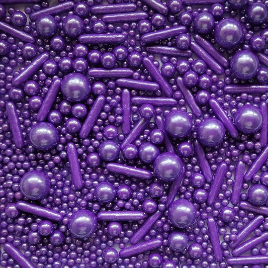 Edible Purple Pearl Sugar Sprinkles Candy Mix Size Baking Edible Cake Decorations Cupcake Toppers Cookie Decorating Wedding Party Valentine Halloween Christmas Supplies 100g/3.53oz