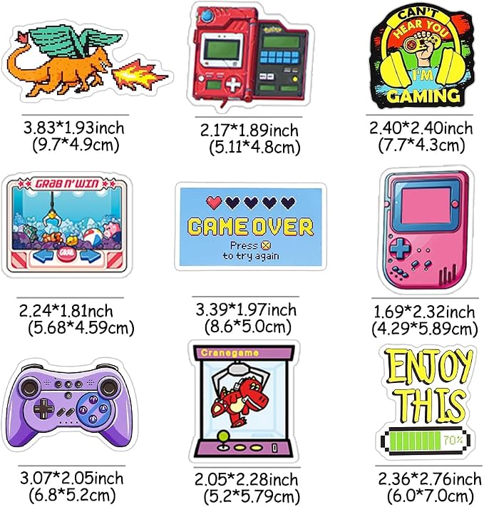 100 Pcs Game Controller Vinyl Stickers for Adult Men Aged 20+, Gaming Stickers for Laptops, Water Bottles, and Personal Items