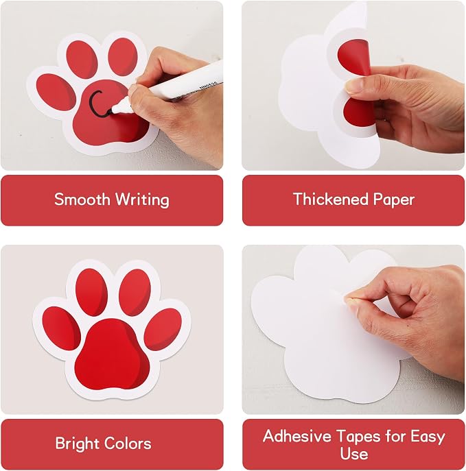 Vuzvuv 60 Pcs 6 Inch Large Colorful Paw Prints Paper Cutouts for for Students Educational School Classroom Bulletin Board Decorations for Dog Cat Paw Theme Party Supplies and Craft Wall Decor