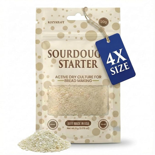 Sourdough Starter Culture – Dehydrated Wild Dry Yeast for Baking Homemade Artisan Bread – Organic, Non-GMO, Fresh, Long-Lasting & Beginner-Friendly (20 Grams)