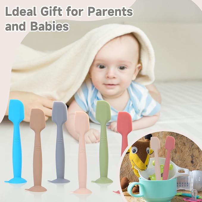 babove Baby Diaper Cream Spatula Applicator 3 Pack with 3 Travel Cases - Soft Silicone Butt Paste Spatula with Suction Cup - Portable Newborn Essentials Must Haves for Diaper Bag (Red Blue Khaki)
