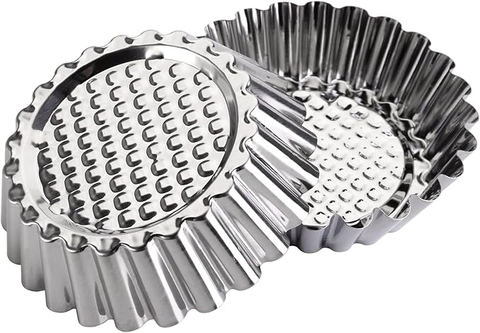 Dicunoy 30 PCS Egg Tart Mold for Baking, 3.8 Inch Stainless Steel Mini Tart Tin Pans, Ensaymada Molder Filipino, Pie Tartlet Cupcake Cake Muffin Mold