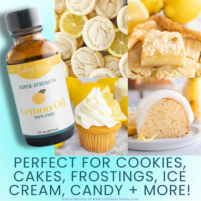 Lemon Flavoring- 100% Pure Lemon Oil - 1 fl oz - Cooking with Karli - Gluten Free & Sugar Free - Used for candy, frosting, baking