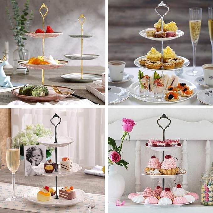 BetterJonny 6 Sets 3 Tier Cake Plate Stand Handle, Cake Stand Hardware Handle Fittings Holder for Wedding and Party Making Dessert Platter Stand