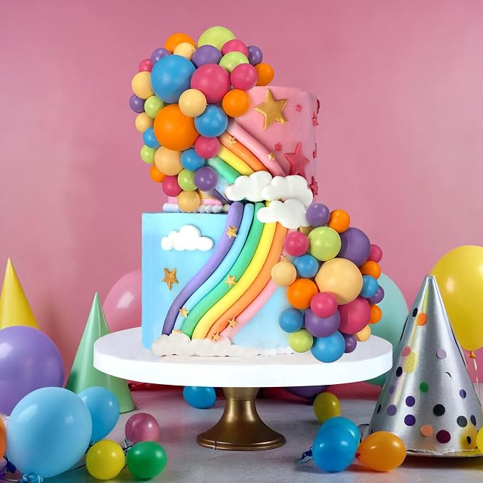 56 PCS Ball Cake Picks Colorful Ball Shaped Cake Topper Pearl Balls Cupcake Cake Insert Topper for Birthday Party Wedding Decoration Supplies Color Series Six Colors