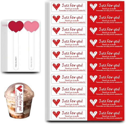 260Pcs Handmade Food Retail Package Seal Labels, Baking Label Stickers for Valentine's Day Lollipop Cake Gift Box Tamper Evident Self-Adhesive Stickers, 2 Design