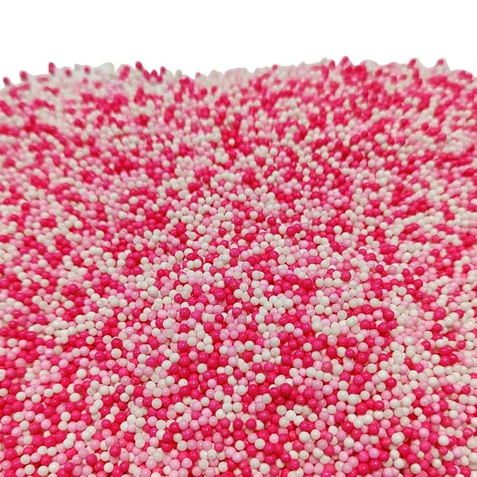Valentines Sprinkles Pink and White Nonpareils Sprinkles Edible Mini Pearl Sprinkle for Cake Decorations, Baking, Ice Cream, Cookies, Donuts and Lollipops - 2mm Sugar Pearls 3.88oz
