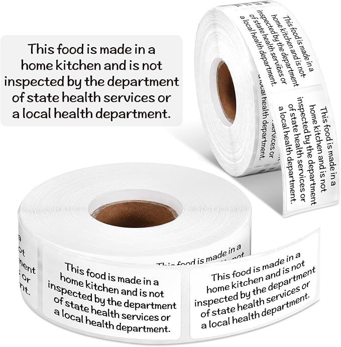 Marspark 500 Count Cottage Food Law Labels Stickers Made in A Home Kitchen Inspection Statement Thermal Printed Labels for Home Kitchen(2 x 1 Inch)