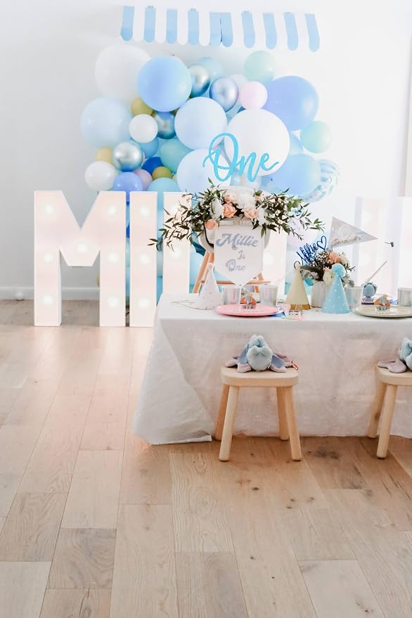 MYAMPED First Birthday Cake Topper - Glitter Light Blue One Sign 1st birthday Cake Decorating Supplies, Suitable for Baby Shower Favors, Gender Reveal, Birthday Party or Photo Booth Props (Light Blue)
