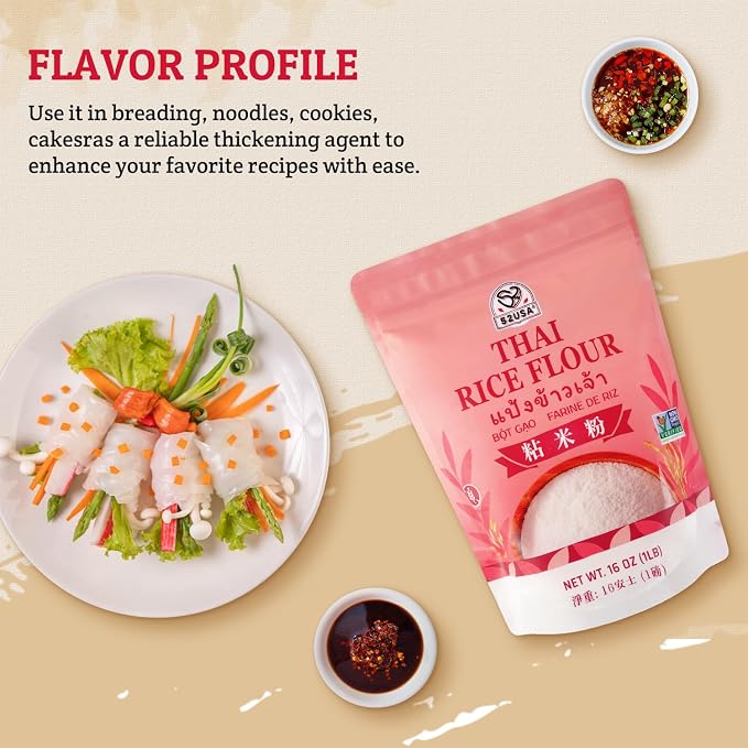52USA Thai Rice Flour 32 Ounce (Basic), 1 Pound (Pack of 2), Rice Flour for Baking or Cooking, Product of Thailand, All Natural White Rice Flour, Vegan