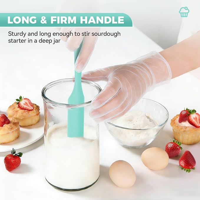 5 Pcs Silicone Jar Spatula Set, Sourdough Spurtle, Jar Scraper, Long Handle Thin Spatulas, Perfect for Jars, Bottles, Containers, Mixing, Scraping, Spreading Jam, Cake Icing and Sourdough Tools. (5)