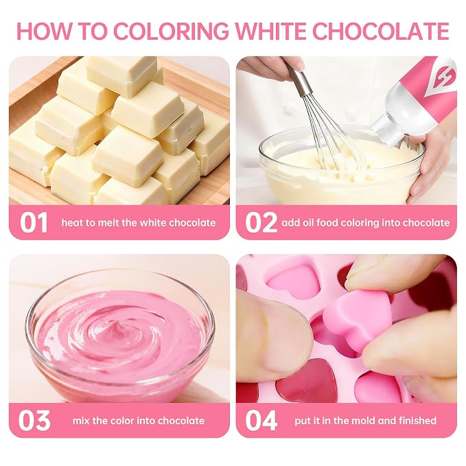 Pink Oil Based Food Coloring for Chocolate – Herbeklab 100ml Professional Concentrated Oil Food Dye for Candy Melts, Chocolate, Cake Pops, Strawberries & Baking