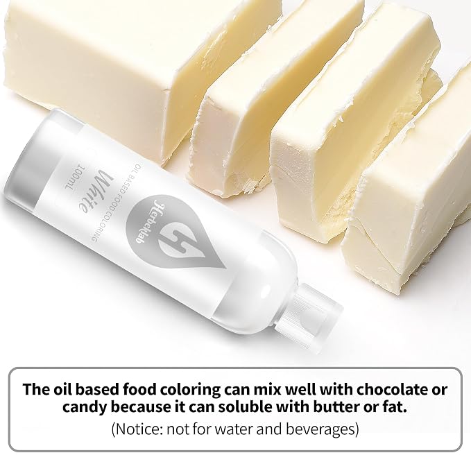White Oil Based Food Coloring for Chocolate – Herbeklab 100ml Professional Concentrated Oil Food Dye for Candy Melts, Chocolate, Cake Pops, Strawberries & Baking