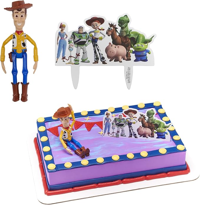 DecoSet® Disney and Pixar Toy Story 4 Team Toy Cake Topper, 2-Piece Decoration Set for Creating Playful Cakes