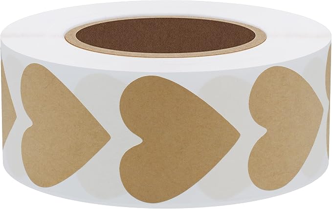 Hybsk 1000pcs Kraft Heart Stickers 30mm Love Stickers for Envelope Seals Crafting Scrapbooking (Kraft)